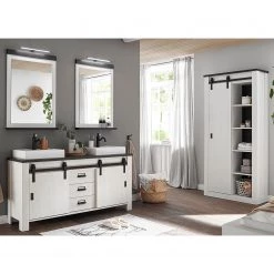 Ridgevalley Salle de bain Shutter VI (3 éléments.) - Imitation pin blanc