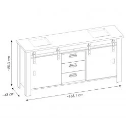 Ridgevalley Salle de bain Shutter VI (3 éléments.) - Imitation pin blanc -Meubles de salle de bain Soldes 2022 1000348746 220505 501 SKETCH DETAILS P000000001000348746 sketch