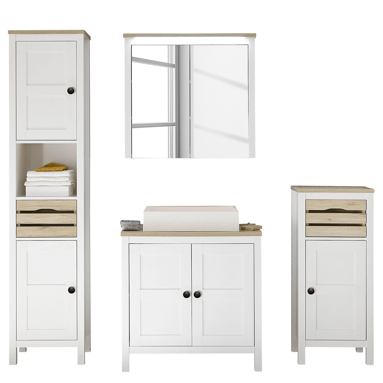 Ridgevalley Salle de bain Sona I (4 éléments) - Éclairage inclus - Blanc / Imitation chêne Sanremo 6 Ridgevalley Salle de bain Sona I (4 éléments) - Éclairage inclus - Blanc / Imitation chêne Sanremo – Image 4