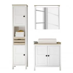 Ridgevalley Salle de bain Sona II (3 éléments) - Éclairage inclus - Blanc / Imitation chêne Sanremo -Meubles de salle de bain Soldes 2022 1000349877 220802 030 DETAILS P000000001000349877