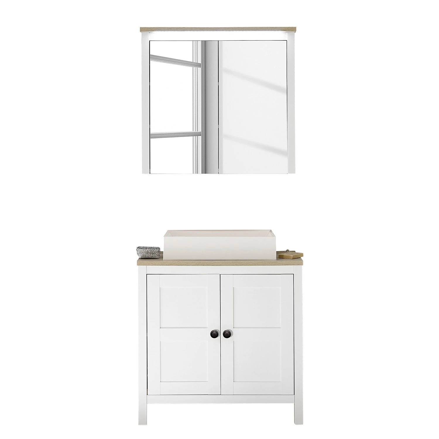 Ridgevalley Salle de bain Sona III (2 éléments) - Éclairage inclus - Blanc / Imitation chêne Sanremo 5 Ridgevalley Salle de bain Sona III (2 éléments) - Éclairage inclus - Blanc / Imitation chêne Sanremo – Image 3