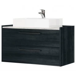 Red Living Salle de bain Bodmin I (3 éléments) - Avec éclairage - Noir / Imitation marbre blanc -Meubles de salle de bain Soldes 2022 1000352172 220615 050 DETAILS P000000001000352172