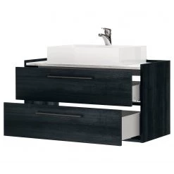 Red Living Salle de bain Bodmin I (2 éléments) - Avec éclairage - Noir / Imitation marbre blanc -Meubles de salle de bain Soldes 2022 1000352173 220615 055 DETAILS P000000001000352173