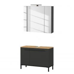 Germania Salle de bain Yonkers I (2 éléments) - Avec éclairage intégré - Graphite -Meubles de salle de bain Soldes 2022 1000353389 220524 030 DETAILS P000000001000353389