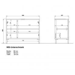 Germania Salle de bain Yonkers I (2 éléments) - Avec éclairage intégré - Graphite -Meubles de salle de bain Soldes 2022 1000353389 220524 501 SKETCH DETAILS P000000001000353389 sketch