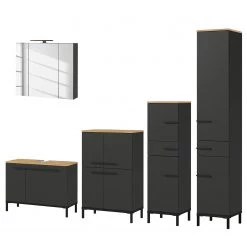 Germania Salle de bain Yonkers V (5 éléments) - Avec éclairage intégré - Graphite -Meubles de salle de bain Soldes 2022 1000353394 220524 030 DETAILS P000000001000353394