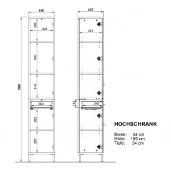 Germania Salle de bain Yonkers V (5 éléments) - Avec éclairage intégré - Graphite -Meubles de salle de bain Soldes 2022 1000353394 220524 503 SKETCH DETAILS P000000001000353394 sketch