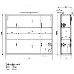 Germania Salle de bain Yonkers V (5 éléments) - Avec éclairage intégré - Cachemire -Meubles de salle de bain Soldes 2022 1000353398 220524 500 SKETCH DETAILS P000000001000353398 sketch