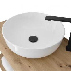 Red Living Meuble avec vasque Laos I - Fer - Noir mat / Imitation chêne artisan - Largeur : 75 cm -Meubles de salle de bain Soldes 2022 1000356768 220816 034 DETAILS P000000001000356768