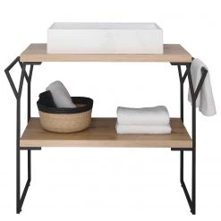 Red Living Meuble avec vasque Laos II - Fer - Noir mat / Imitation chêne artisan - Largeur : 95 cm -Meubles de salle de bain Soldes 2022 1000356769 220816 030 DETAILS P000000001000356769