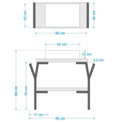 Red Living Meuble avec vasque Laos II - Fer - Noir mat / Imitation chêne artisan - Largeur : 95 cm -Meubles de salle de bain Soldes 2022 1000356769 220913 500 SKETCH DETAILS P000000001000356769 sketch