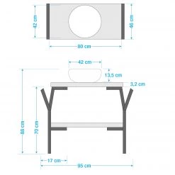 Red Living Meuble avec vasque Laos I - Fer - Noir mat / Imitation chêne artisan - Largeur : 95 cm -Meubles de salle de bain Soldes 2022 1000356770 220913 500 SKETCH DETAILS P000000001000356770 sketch