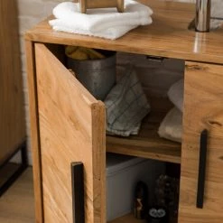 Ars manufacti Meuble sous lavabo Woodson - Acacia massif / Métal - Acacia Marron clair -Meubles de salle de bain Soldes 2022 1000361883 220624 037 DETAILS P000000001000361883