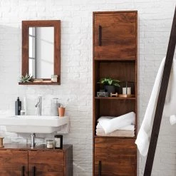 Ars manufacti Colonne de salle de bain Woodston - Acacia massif / Métal - Acacia brun -Meubles de salle de bain Soldes 2022 1000361889 220624 021 MOOD DETAILS P000000001000361889 mood