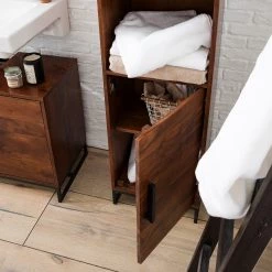 Ars manufacti Colonne de salle de bain Woodston - Acacia massif / Métal - Acacia brun -Meubles de salle de bain Soldes 2022 1000361889 220624 036 DETAILS P000000001000361889