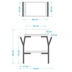 Red Living Meuble avec vasque Laos II - Fer - Noir mat / Imitation chêne artisan - Largeur : 75 cm -Meubles de salle de bain Soldes 2022 1000366329 220913 500 SKETCH DETAILS P000000001000366329 sketch