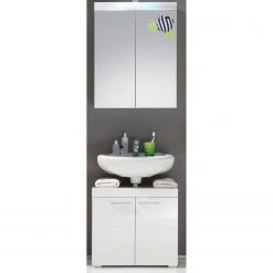 Trendteam Salle de bain Amanda III (2 éléments) - Blanc brillant / Blanc