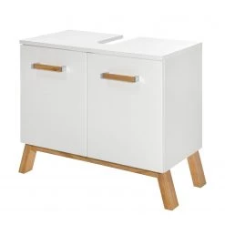 Schildmeyer Ensemble de salle de bain Venlo (2 ‚l‚me - Blanc brillant / Chêne -Meubles de salle de bain Soldes 2022 badset venlo hochglanz weiss eiche 4927944