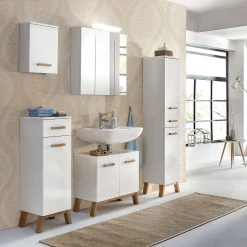 Schildmeyer Ensemble de salle de bain Venlo (2 ‚l‚me - Blanc brillant / Chêne -Meubles de salle de bain Soldes 2022 badset venlo hochglanz weiss eiche 4927988