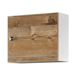 Schildmeyer Armoire suspendue Montreal - Hauteur : 32 cm - Blanc brillant / Imitation pin argenté