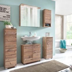 Schildmeyer Meuble sous vasque Welnezz - 2 portes - Imitation sapin argenté -Meubles de salle de bain Soldes 2022 haengeschrank welnezz mit nische silberfichte dekor dekor 3779256 2