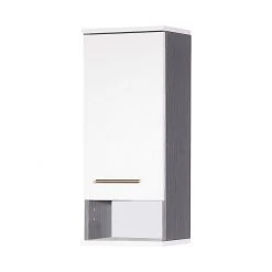 Schildmeyer Armoire suspendue Zürich - Blanc nacré / Imitation frêne foncé - 2 portes - 60 cm