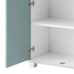 Schildmeyer Armoire midi Lumo II - Blanc / Bleu colombe -Meubles de salle de bain Soldes 2022 highboard lumo ii weiss taubenblau 4482948