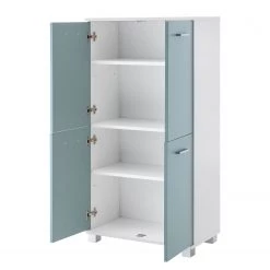 Schildmeyer Armoire midi Lumo II - Blanc / Bleu colombe -Meubles de salle de bain Soldes 2022 highboard lumo ii weiss taubenblau 4482964