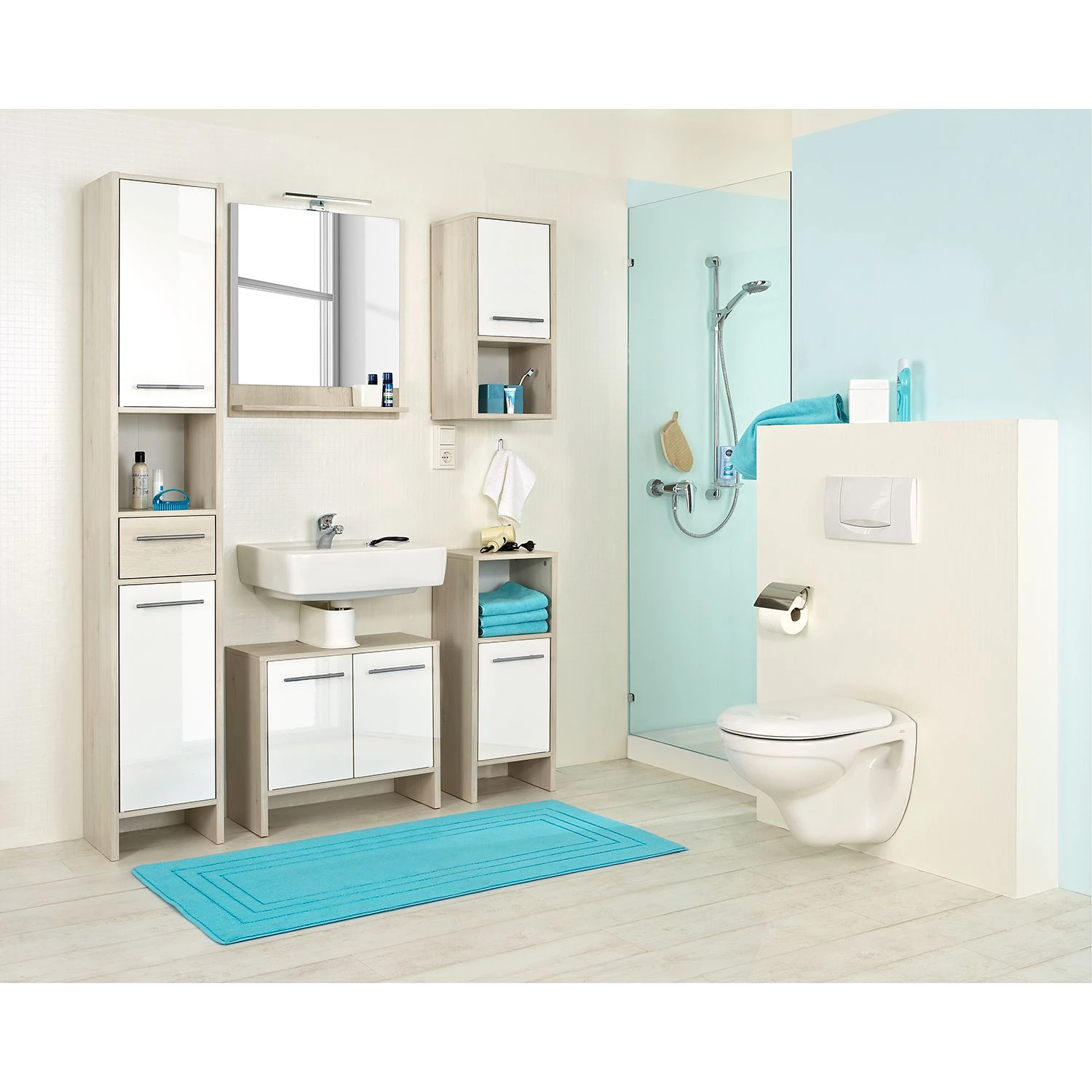 Pelipal Armoire haute Quickset 350 - Imitation pin clair / Blanc 4 Pelipal Armoire haute Quickset 350 - Imitation pin clair / Blanc – Image 2