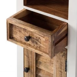 Maison Belfort Armoire haute Newhaven - Manguier partiellement massif - Manguier / Blanc -Meubles de salle de bain Soldes 2022 hochschrank newhaven mango teilmassiv mango weiss 5041976