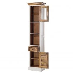 Maison Belfort Armoire haute Newhaven - Manguier partiellement massif - Manguier / Blanc -Meubles de salle de bain Soldes 2022 hochschrank newhaven mango teilmassiv mango weiss 5041992