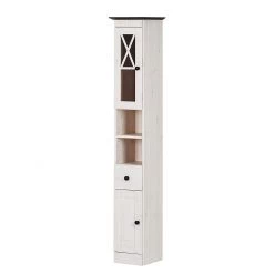 Maison Belfort Armoire colonne Senna I - Pin massif - Blanc / Havane