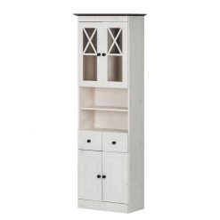 Maison Belfort Armoire haute Senna I - Pin massif - Blanc / Havanna