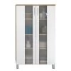 Trendteam Armoire midi Porto - Blanc / Imitation chêne brut de sciage -Meubles de salle de bain Soldes 2022 midischrank porto weiss eiche saegerau dekor 5089184