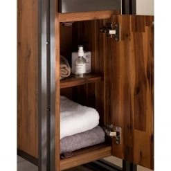 Ars manufacti Armoire basse Manchester - Partiellement en acacia massif / Métal -Meubles de salle de bain Soldes 2022 quadrato manchester bad 23 02 2017 set 4915728