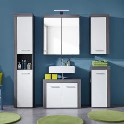 Trendteam Armoire à miroir Miami - Imitation chêne gris cendré -Meubles de salle de bain Soldes 2022 spiegelschrank miami eiche grau dekor 4371868
