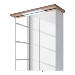 Pelipal Armoire à glace Noventa (avec éclairage) - Blanc / Imitation chêne Riviera - Largeur : 60 cm