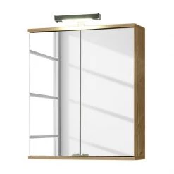 Schildmeyer Armoire à miroir Welnezz - Avec éclairage LED - Imitation pin argenté