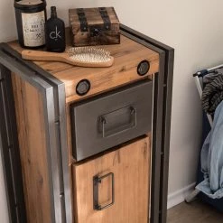 Ars manufacti Armoire basse Manchester - Partiellement en acacia massif / Métal -Meubles de salle de bain Soldes 2022 unterschrank manchester akazie teilmassiv metall 4915640