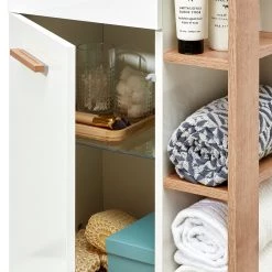 Pelipal Armoire basse Quickset 923 II - Blanc / Imitation chêne Riviera -Meubles de salle de bain Soldes 2022 unterschrank noventa weiss riviera eiche dekor 50 5 cm 4663308