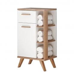 Pelipal Armoire basse Quickset 923 II - Blanc / Imitation chêne Riviera -Meubles de salle de bain Soldes 2022 unterschrank noventa weiss riviera eiche dekor 50 5 cm 4668596