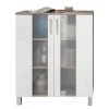 Trendteam Armoire basse Porto - Blanc / Imitation chêne brut de sciage -Meubles de salle de bain Soldes 2022 unterschrank porto weiss eiche saegerau dekor 65 cm 5089156