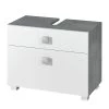 Schildmeyer Meuble sous vasque Genf - Blanc brillant / Gris -Meubles de salle de bain Soldes 2022 waschbeckenunterschrank genf weiss glanz steingrau 1120062