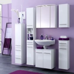 Giessbach Meuble sous lavabo Kopenhagen - Blanc brillant -Meubles de salle de bain Soldes 2022 waschbeckenunterschrank kopenhagen hochglanz weiss weiss 1329185