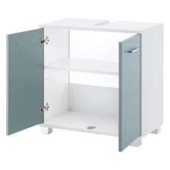 Schildmeyer Meuble sous vasque Lumo I - Blanc / Bleu colombe -Meubles de salle de bain Soldes 2022 waschbeckenunterschrank lumo i 4482196