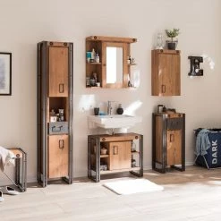 Ars manufacti Armoire à glace Manchester - Partiellement en acacia massif -Meubles de salle de bain Soldes 2022 waschbeckenunterschrank manchester akazie teilmassiv metall 4915632 4