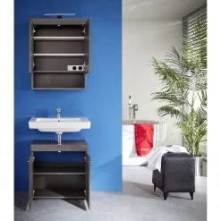 Trendteam Meuble sous lavabo Runner - Argent cendré -Meubles de salle de bain Soldes 2022 waschbeckenunterschrank runner by trendteam rauchsilber 5089276 1