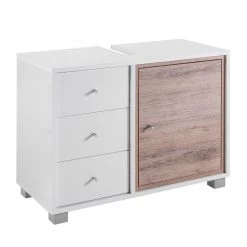 Schildmeyer Meuble sous vasque Santo - Blanc / Imitation chêne sauvage