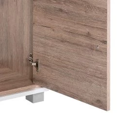 Schildmeyer Meuble sous vasque Santo - Blanc / Imitation chêne sauvage -Meubles de salle de bain Soldes 2022 waschbeckenunterschrank santo weiss wildeiche dekor 3328149