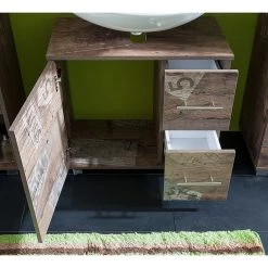 Schildmeyer Meuble sous vasque Smilla - Imitation chêne de Panama -Meubles de salle de bain Soldes 2022 waschbeckenunterschrank smilla panama eiche dekor 351536